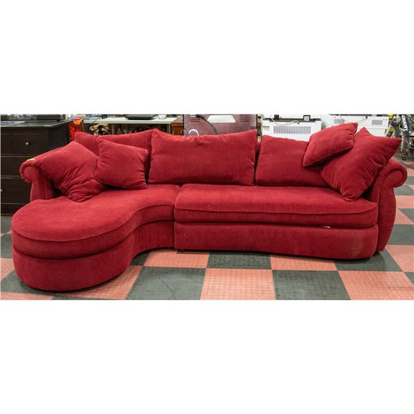 RED FABRIC SECTIONAL SOFA