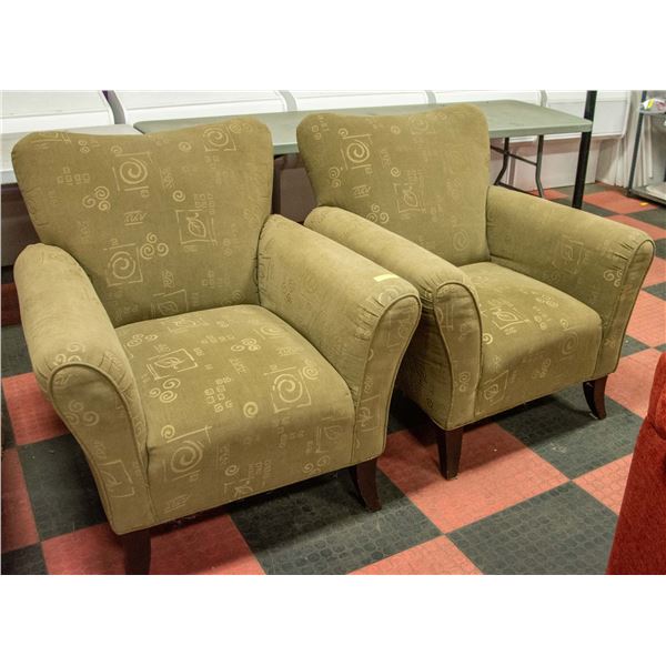 OLIVE COLOURED ARM CHAIRS