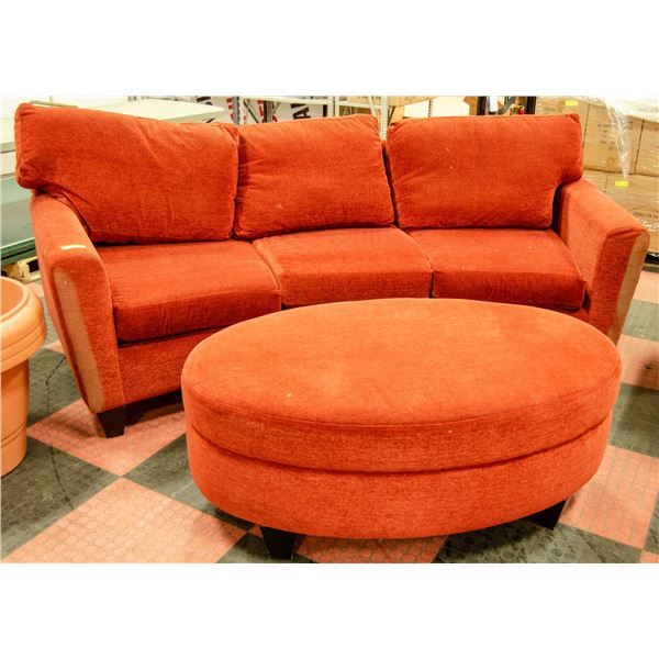 COUCH AND OTTOMAN SUNSET ORANGE COLOR