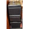 Image 1 : 3 SMALL BLACK LEATHER OTTOMANS W/ STORAGE INSIDE