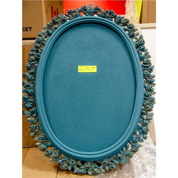 LARGE TEAL & GOLD CARVED ROSES FRAME