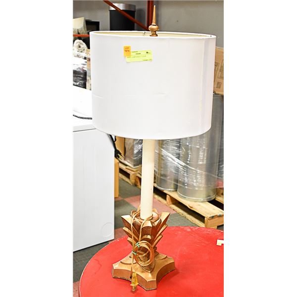 SMALL LAMP GOLD COLOUR W/ WHITE LAMP SHADE