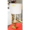 Image 1 : SMALL LAMP GOLD COLOUR W/ WHITE LAMP SHADE