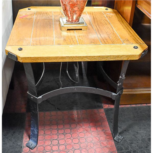 END TABLE WOOD AND IRON ACCENTED