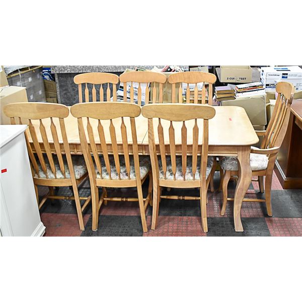 NATURAL BIRCH DINING ROOM TABLE W/ 8 CHAIRS