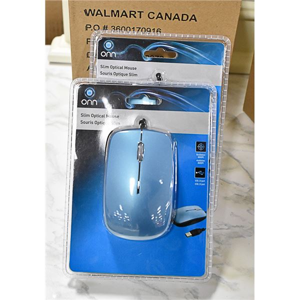 LOT OF 2 ONN SLIM OPTICAL MOUSE