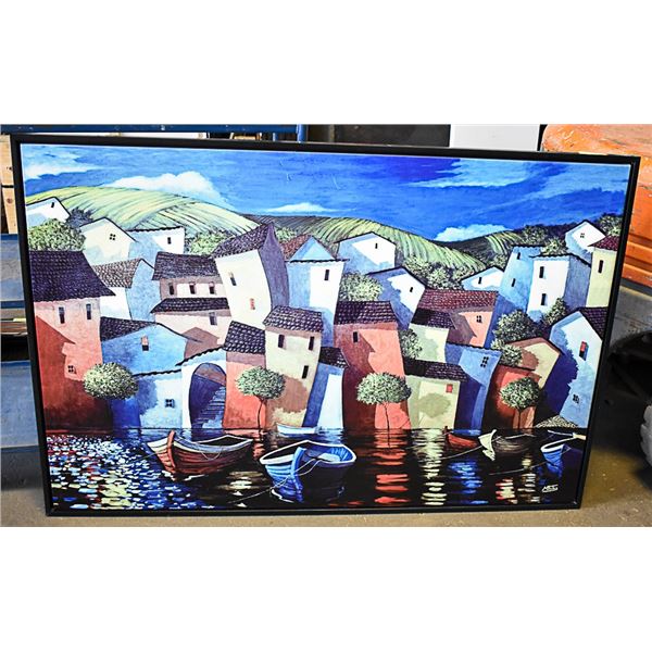 LARGE FRAMED CITY SCENE PICTURE