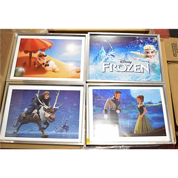 SET OF 4 DISNEY FROZEN ARTWORK - FRAMED LITHOS