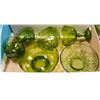 Image 1 : LOT OF 9 PIECES VINTAGE GREEN GLASSWARE