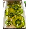 Image 1 : LOT OF 6 PIECES VINTAGE GREEN GLASSWARE
