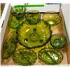 Image 1 : LOT OF 12 PIECES VINTAGE GREEN GLASSWARE