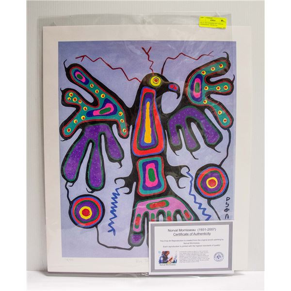 BLUE THUNDERBIRD BY NORVAL MORRISSEAU  WITH COA