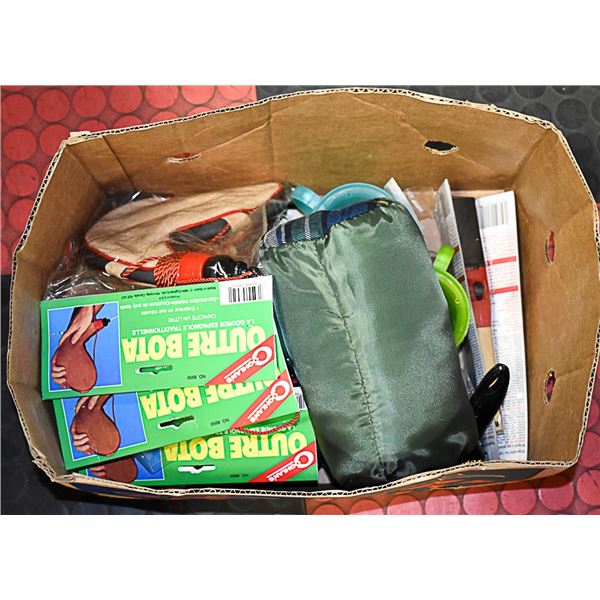 BOX OF NEW CAMPING GEAR