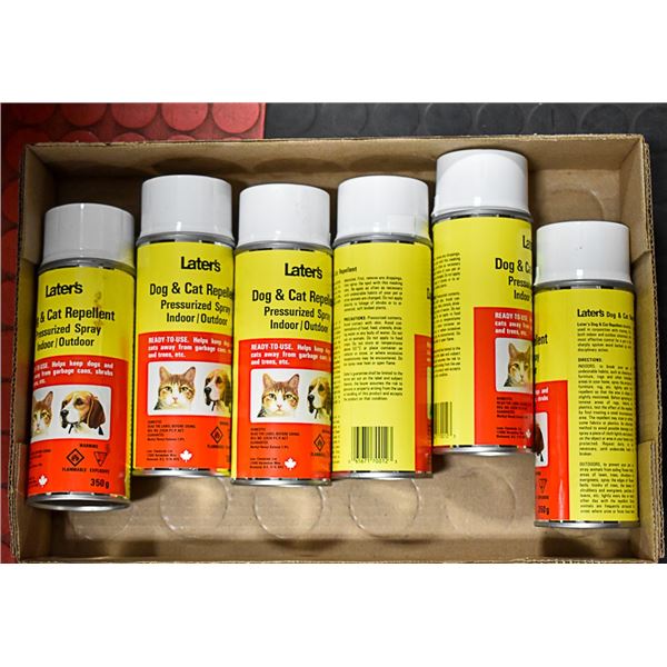 TRAY LOT  6 CANS DOG ANS CAT REPELLANT
