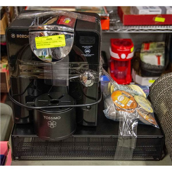 BOSCH TASSIMO W/ COFFEE, TEA, AND POD HOLDER