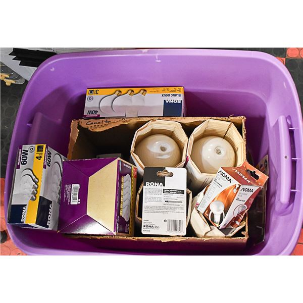 TOTE OF LIGHT BULBS