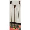 Image 1 : THREE WROUGHT IRON CANDLE HOLDERS, 36" - 40"