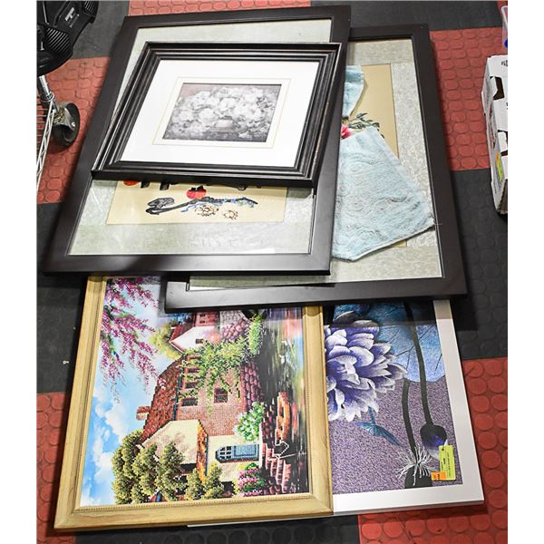 5 PCS LARGE FRAMED ARTS
