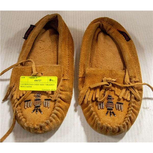 LAURENTIAN CHIEF SIZE 7 BEADED MOCCASINS