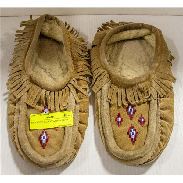 MENS SIZE 11 MOCCASINS FRINGED
