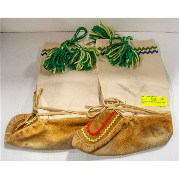 VINTAGE INUIT CANVAS MUKLUKS SIZE 6