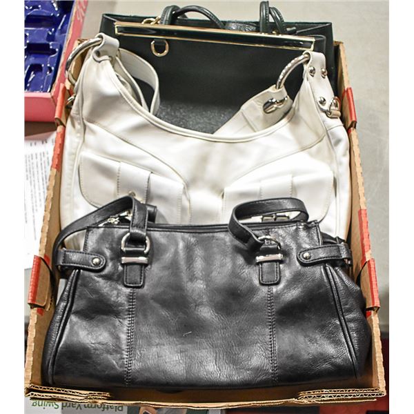 3 PURSES / BAGS GREEN, BLACK, AND WHITE JOANEL CDN