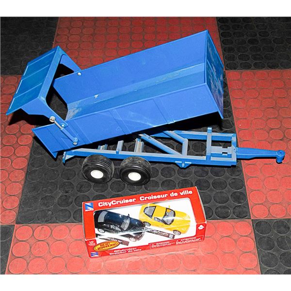 LARGE ERTL DUMP TRUCK TRAILER AND NEW 1:43 CAR