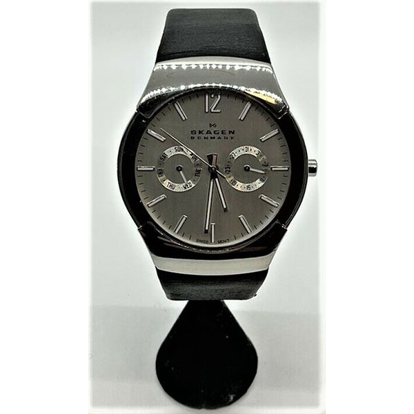 SKAGEN DUAL CHRONO WATCH W/LEATHER STRAP