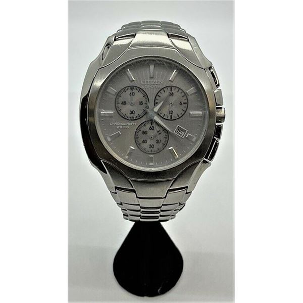 CITIZEN ECO-DRIVE TRIPLE CHRONO GRAY TONE WATCH