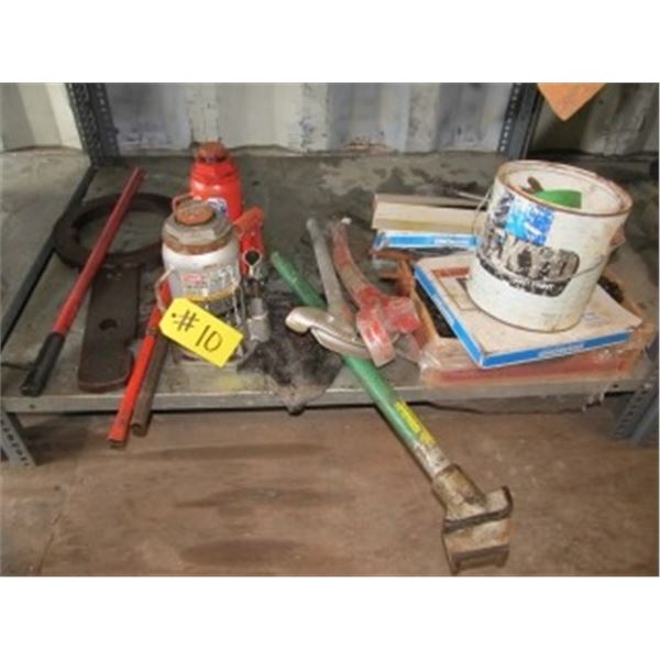 BOXES OF NEW ROLLER CHAIN, 12 & 20 TONNE BOTTLE JACKS, PIPE BENDER