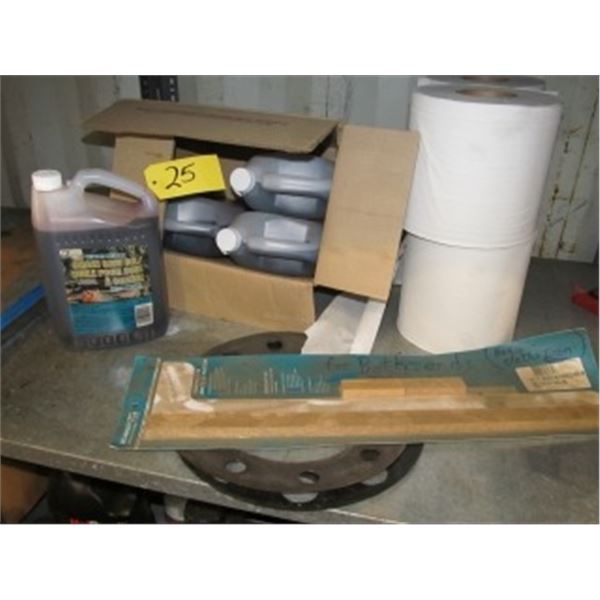 4 GALLONS WINTER CHAIN SAW CHAIN OIL, 4 ROLLS OF CENTRE PULL PAPER TOWEL