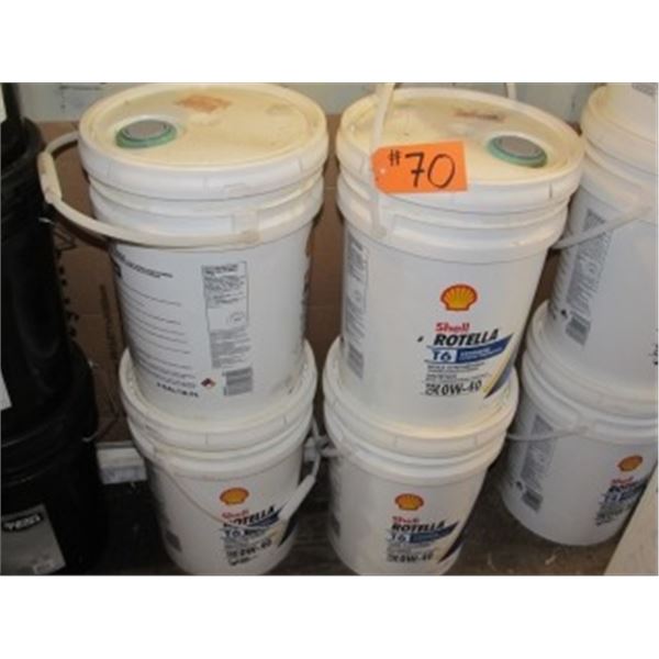 4 PAILS OF 0W40 SYNTHETIC OIL (ALL FOR ONE MONEY)