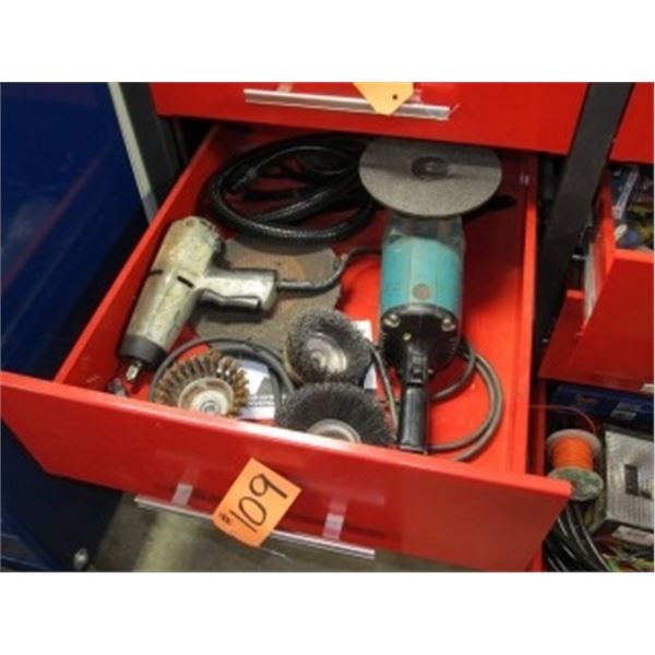 MAKITA ELECTRIC ANGLE GRINDER, B&D 3/8" ELECT IMPACT, DISCS & WIRE WHEELS