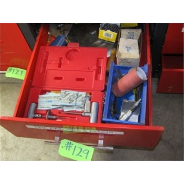 (LOT 129 & 130) DRAWERS OF TIRE REPAIR SUPPLIES/DRAWER OF TAPE LINES
