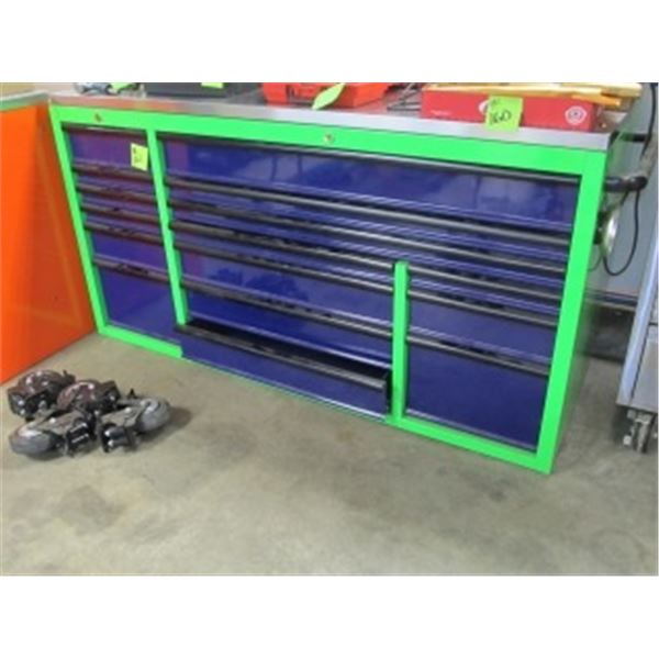 NEW 16 DRAWER ROLLING TOOL CHEST/WORK BENCH (GREEN & PURPLE)