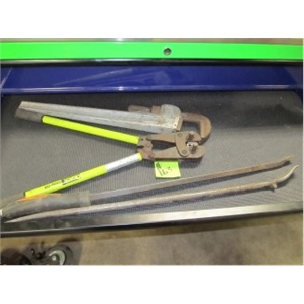 ALUMINUM PIPE WRENCH, CRIMPING TOOL, TIRE BAR, PRYBAR