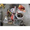 Image 1 : PAILS OF BRASS FITTINGS, SHEET METAL SCREWS, PEG BOARD HOOKS, TIRE STUDS, BEARINGS