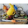 Image 1 : SHELL OIL JUG, SAFETY VEST, BINDER CLIPS, 12 V WIDE LOAD LIGHTS,LEVEL
