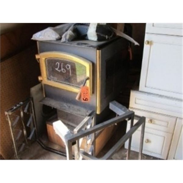 NEW AURORA WOOD STOVE C/W ACCESS & 2 WHITE VANITIES