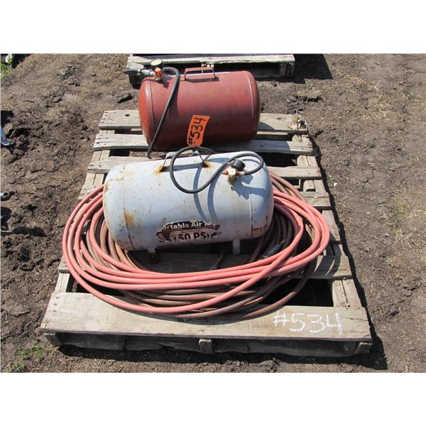 QUANTITY OF AIR HOSE & 2 AIR TANKS