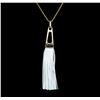 Image 2 : Leather Tassel Chain Necklace - Gold Plated