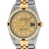 Image 1 : Rolex Mens 2 Tone Champagne Diamond & Ruby 36MM Datejust Wriswatch Oyster Perpet