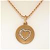 Image 1 : 14K Rose Gold 0.13 ctw Diamond Open Heart Disc Pendant w/ 16" Rope Chain