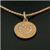 Image 2 : 14K Rose Gold 0.13 ctw Diamond Open Heart Disc Pendant w/ 16" Rope Chain