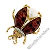 Image 2 : Vintage 18kt Yellow Gold Ruby Diamond Pearl and Enamel Ladybug Pin Brooch