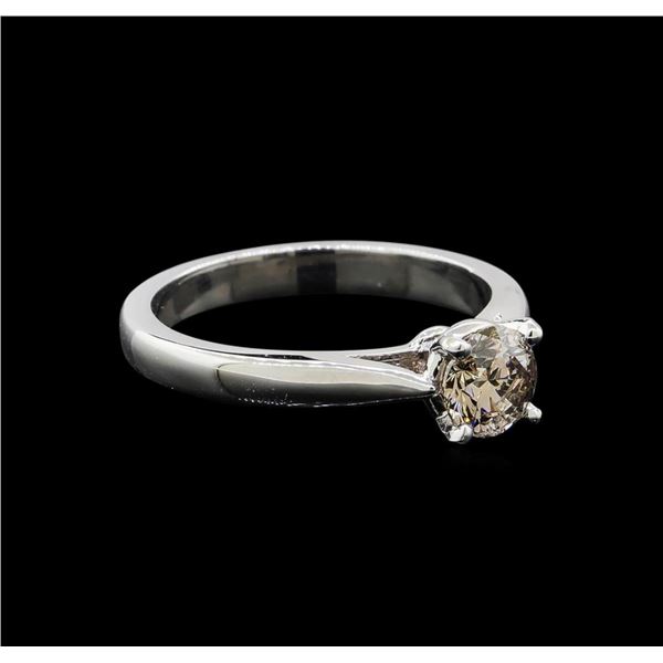 14KT White Gold 0.70 ctw Round Cut Fancy Brown Diamond Solitaire Ring