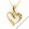 Image 6 : 10kt Yellow Gold 0.26 ctw Channel Set Round Diamond Open Heart Pendant Necklace