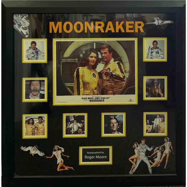 Signed Moonraker Roger Moore Photo Collage