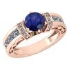 Image 1 : Certified 2.15 Ctw Blue Sapphire And Diamond 14k Rose G