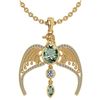 Certified 3.41 Ctw Green Amethyst And Diamond Eagle Nec